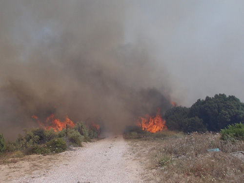 Incendio nelle campagne di Portoscuso