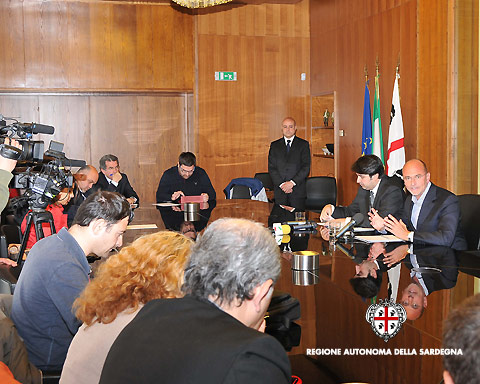 Presidente Cappellacci Assessore Solinas conferenza stampa Flotta sarda